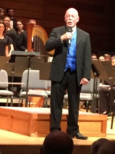 Dr. David Humphrey, Director of the Oregon Center for the Arts at SOU, speaking at the Gala Celebration Concert on Nov. 15, 2014.