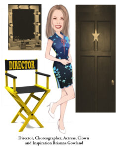 The reviewer’s tribute (an original caricature) to multitalented young director/actress/choreographer/etc. Brianna Gowlnad